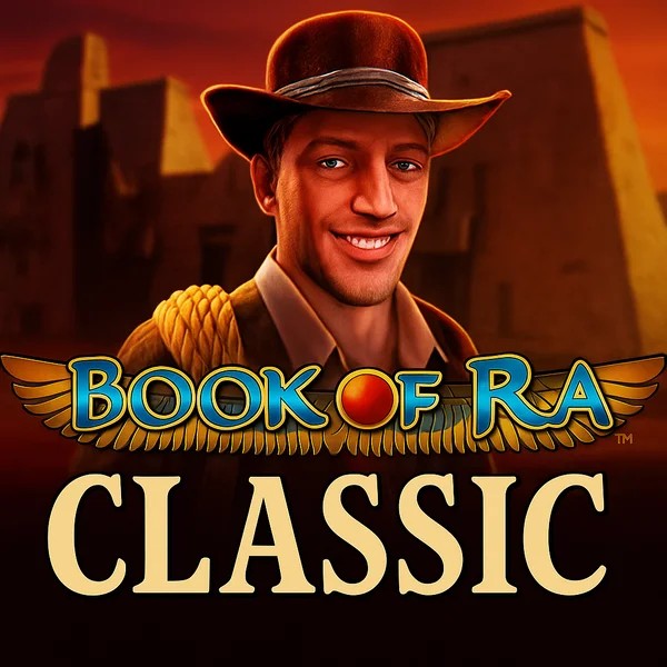 Book of Ra Classic slot logo by Novomatic at Herospin Casino